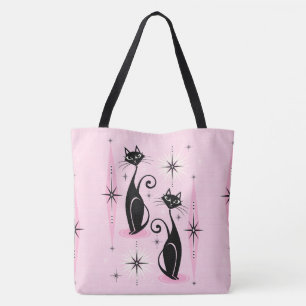 Mid Century Meow on Cool Pink Tote Bag