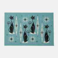 Mid Century Meow Retro Atomic Cats - Blue