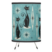 Mid Century Meow Retro Atomic Cats on Blue - Large Tripod Lamp (Left)