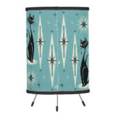 Mid Century Meow Retro Atomic Cats on Blue - Large Tripod Lamp (Back)