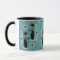 Mid Century Meow Retro Atomic Cats on Blue