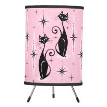 Mid Century Meow Retro Atomic Cats on Cool Pink Tripod Lamp Mid Century Meow Retro Atomic Cats on Cool Pink Tripod Lamp