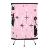 Mid Century Meow Retro Atomic Cats on Cool Pink Tripod Lamp (Back)