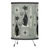 Mid Century Meow Retro Atomic Cats on Gray Tripod Lamp (Left)