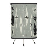Mid Century Meow Retro Atomic Cats on Gray Tripod Lamp (Back)