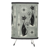 Mid Century Meow Retro Atomic Cats on Gray Tripod Lamp (Right)