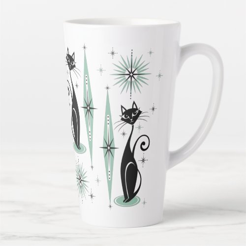 Mid Century Meow Retro Atomic Cats studioxtine Latte Mug