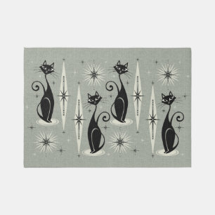Mid Century Meow Retro Atomic Cats - Warm Gray Rug