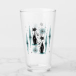 Mid Century Meow Retro Atomic Cats with Blue Glass