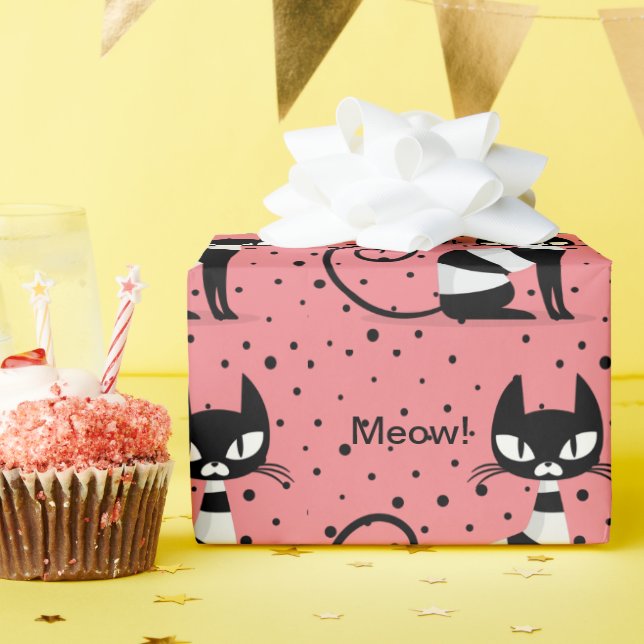 Mid Century Meow! Retro Atomic Cats  Wrapping Pape Wrapping Paper (Birthday Party)