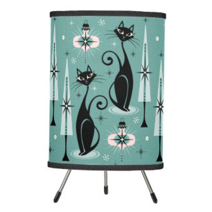 Mid Century Meow Retro Atomic Kitty Christmas Tripod Lamp
