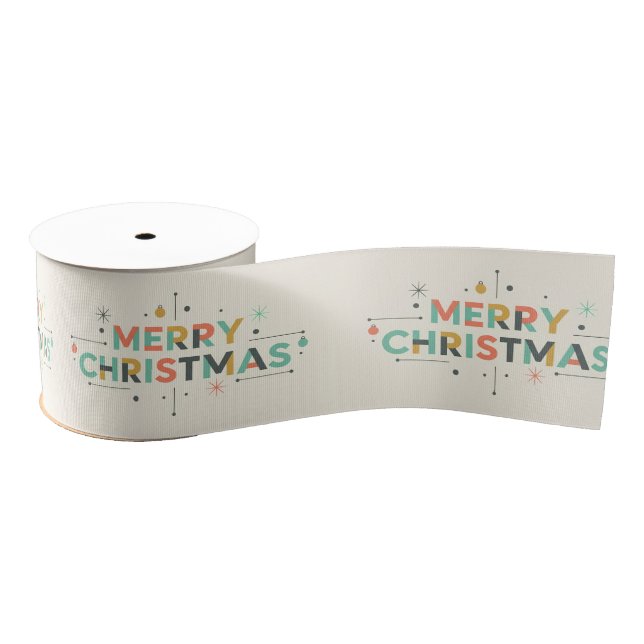 Mid-Century Merry Christmas – Retro Style Grosgrain Ribbon (Spool)