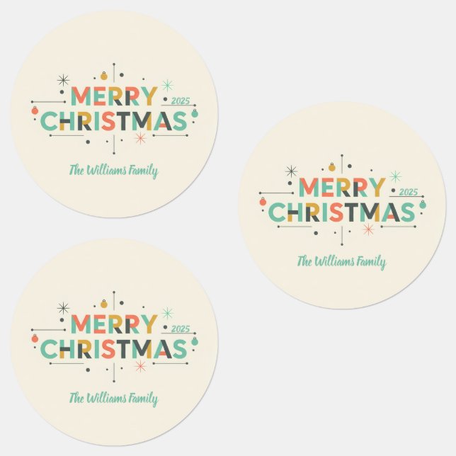 Mid-Century Merry Christmas – Retro Style Labels (Group)