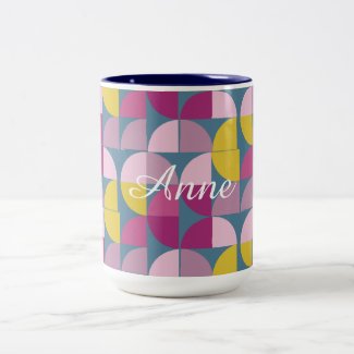 mid century mild psychedelic purple pink colors  Two-Tone coffee mug