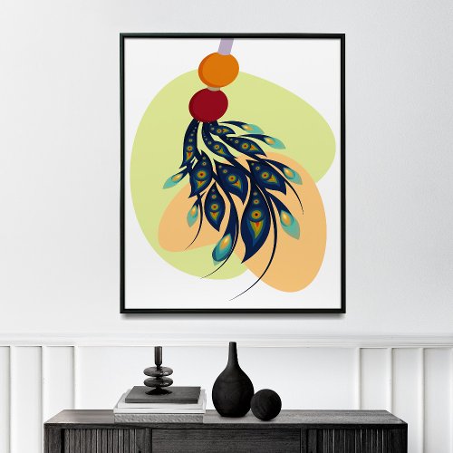 Mid Century Minimalist Dream Catcher Wall Art  Poster