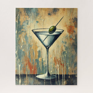 Mid Century Mixed Media Martini Art Jigsaw Puzzle
