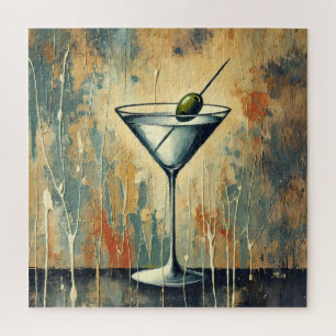 Mid Century Mixed Media Martini Art Jigsaw Puzzle