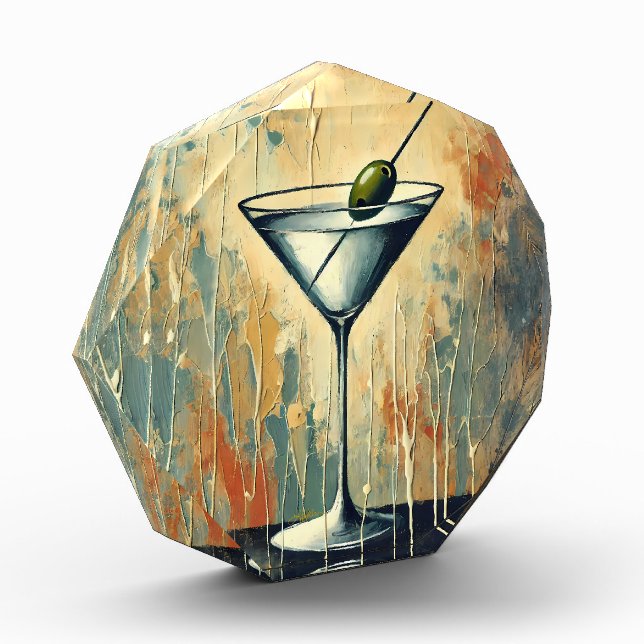 Mid Century Mixed Media Martini Art Photo Block (Left)