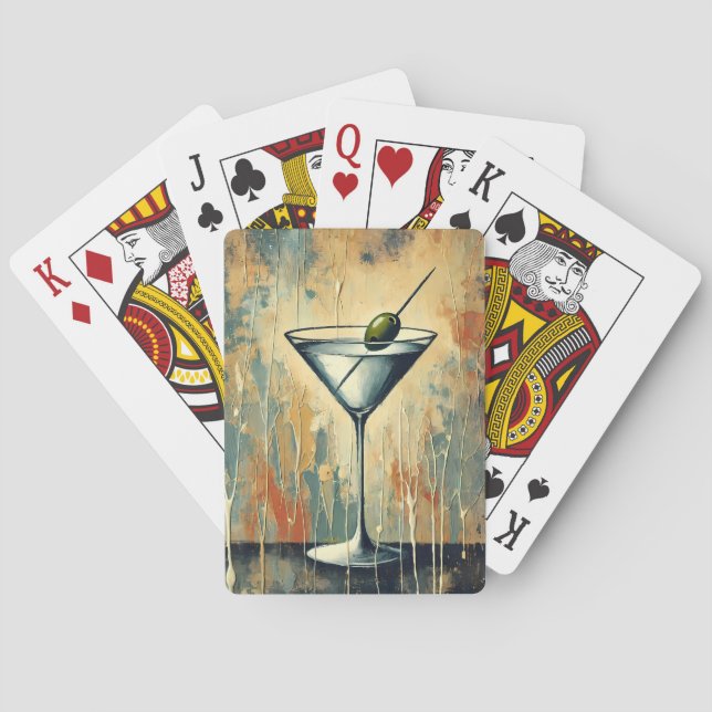 Mid Century Mixed Media Martini Art Poker Cards (Back)