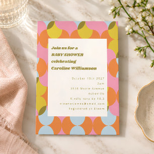 Mid Century Mod Abstract Geometric Baby Shower Invitation