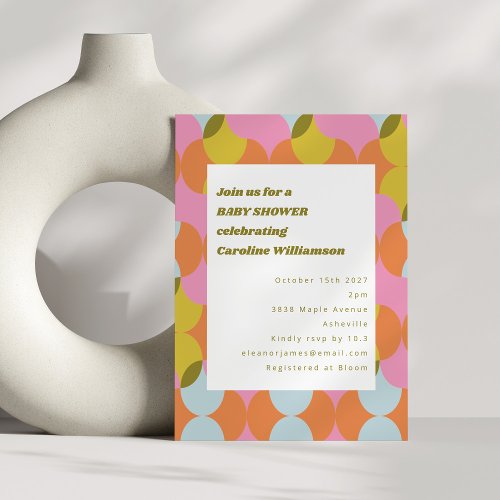 Mid Century Mod Abstract Geometric Baby Shower Invitation