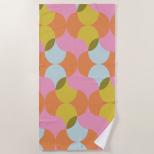 Mid Century Mod Abstract Geometric Shapes Pastels Beach Towel