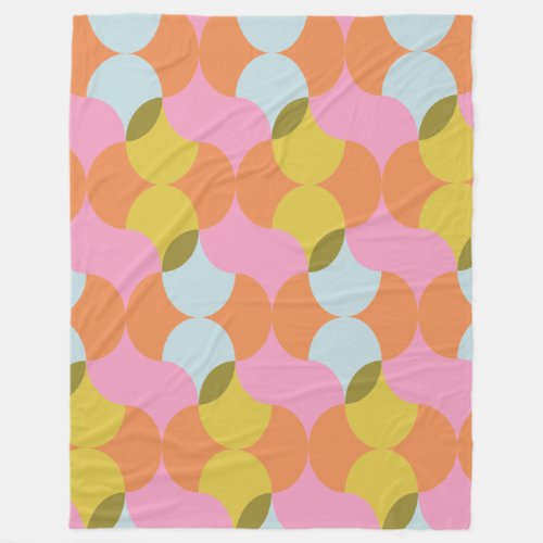 Mid Century Mod Abstract Geometric Shapes Pastels  Fleece Blanket