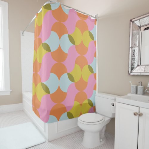 Mid Century Mod Abstract Geometric Shapes Pastels Shower Curtain