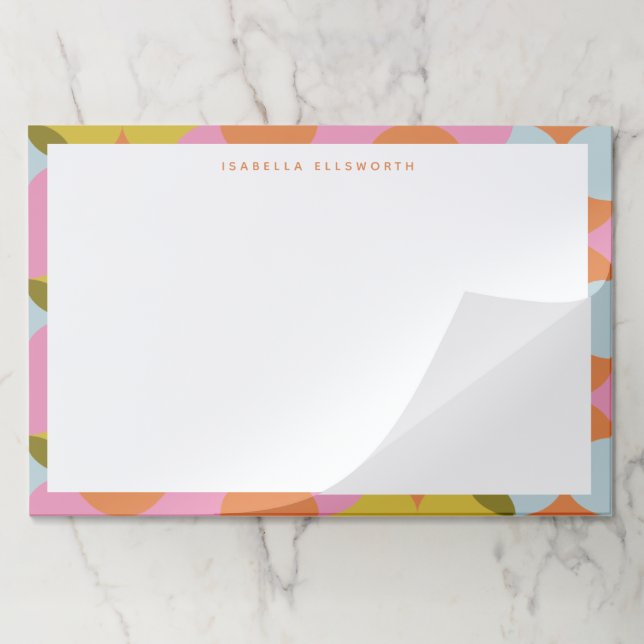 Mid Century Mod Abstract Shape Pastel Personalized Paper Pad (Folded)