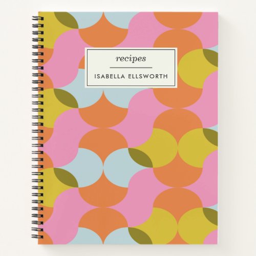 Mid Century Mod Abstract Shapes Pastel Recipe Notebook
