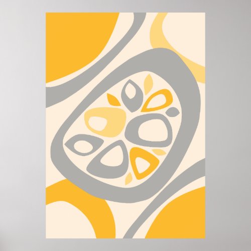 Mid Century Mod Abstract Yellow Grey Poster