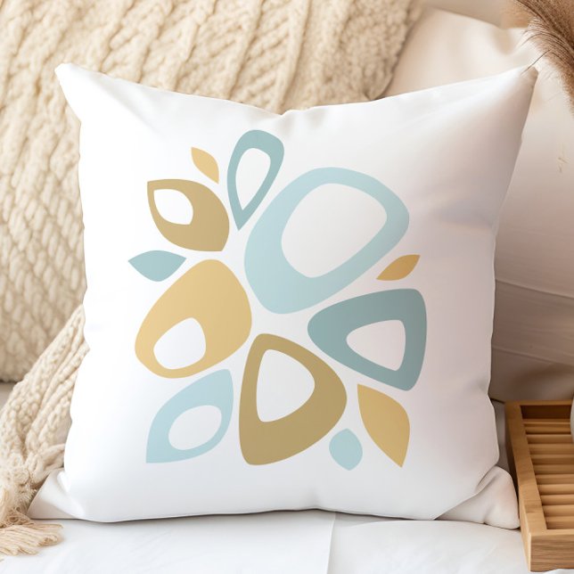 Mid Century Mod Aqua, Yellow Abstract Throw Pillow (Creator Uploaded)