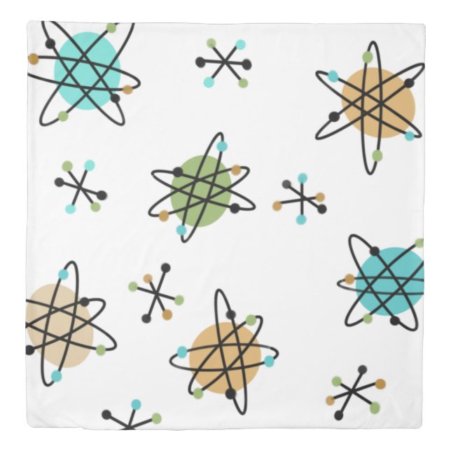 Mid-Century Mod Atomic Duvet Queen Cover (Front)