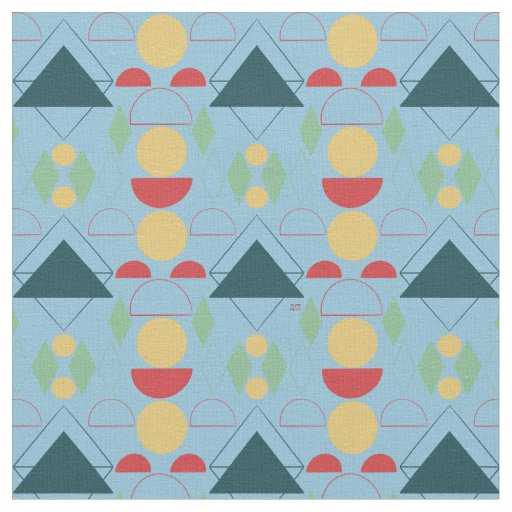 Mid Century Mod Blue Geometric Fabric