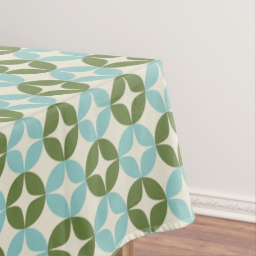 Mid Century Mod Blue Sage Green Festive Geometric Tablecloth