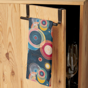 Mid Century Mod Circles in style of Hilma af Klint Kitchen Towel