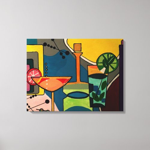 Mid Century Mod Cocktails painting on a Canvas Print