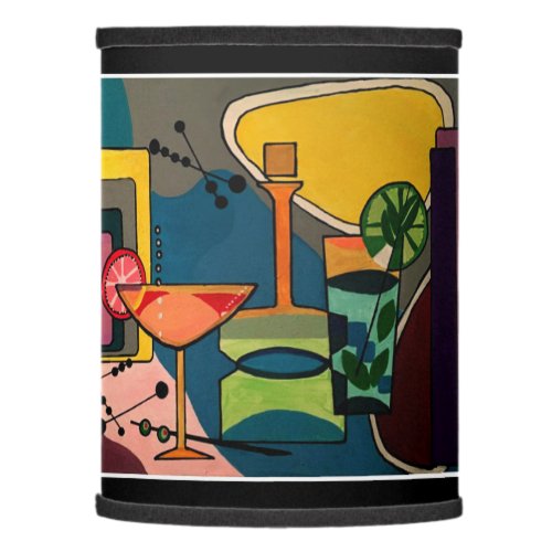 Mid Century Mod Cocktails painting on a Lamp Shade