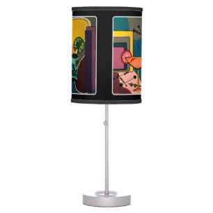 'Mid Century Mod Cocktails' painting on a Table Lamp