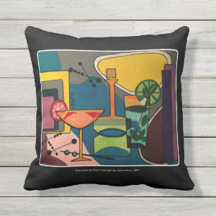 'Mid Century Mod Cocktails' painting on a Throw Pillow