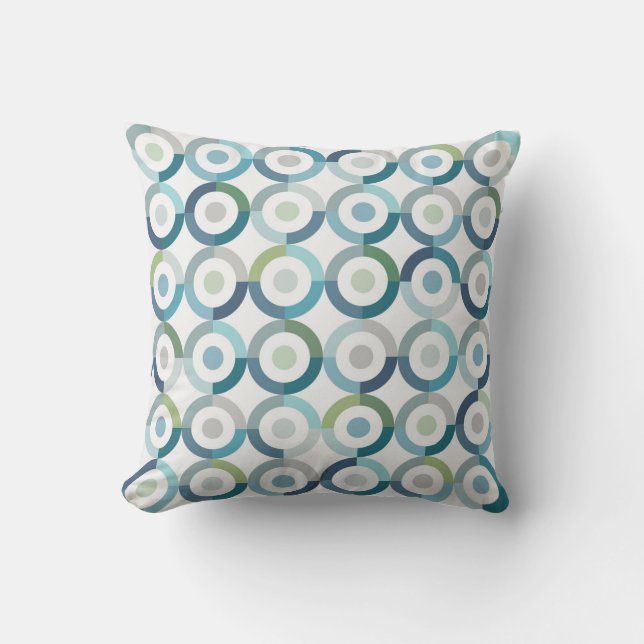 Mid Century Mod Color Block Rings Pattern Throw Pillow (Front)