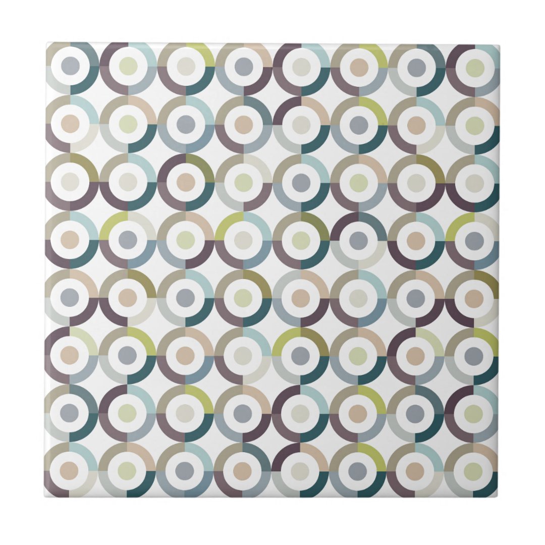 Mid Century Mod Color Block Rings Pattern Tile | Zazzle