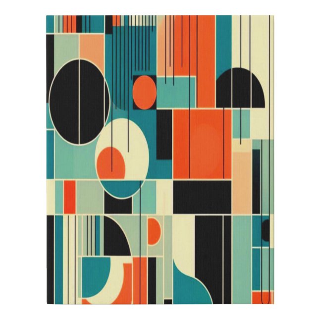 Mid Century Mod Geometric Abstract Canvas Art (Front)