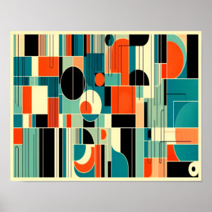 Mid Century Mod Geometric Abstract Poster