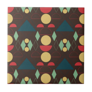 Mid Century Mod Geometric Brown Ceramic Tile