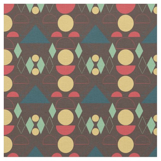 Mid Century Mod Geometric Brown  Fabric