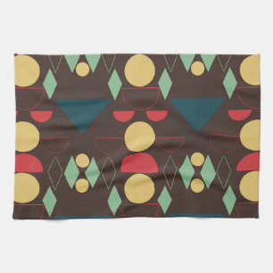 Mid Century Mod Geometric Brown Kitchen Towel
