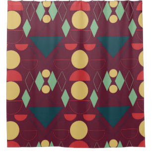 Mid Century Mod Geometric Fuchsia Shower Curtain