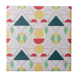 Mid Century Mod Geometric Gray Ceramic Tile