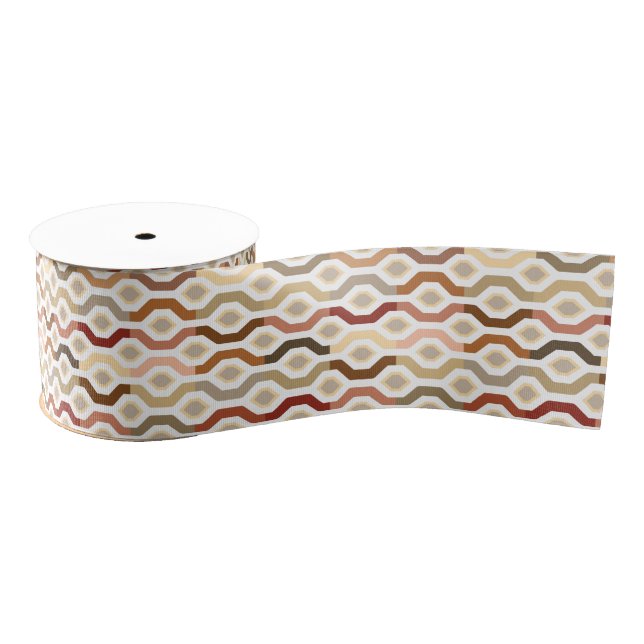 Mid Century Mod Geometric Link Pattern Grosgrain Ribbon (Spool)